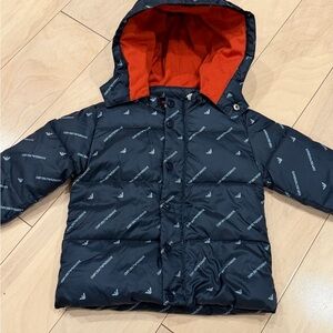 Emporio Armani Kids Navy Puffer Jacket with Red Lining Sz 18m